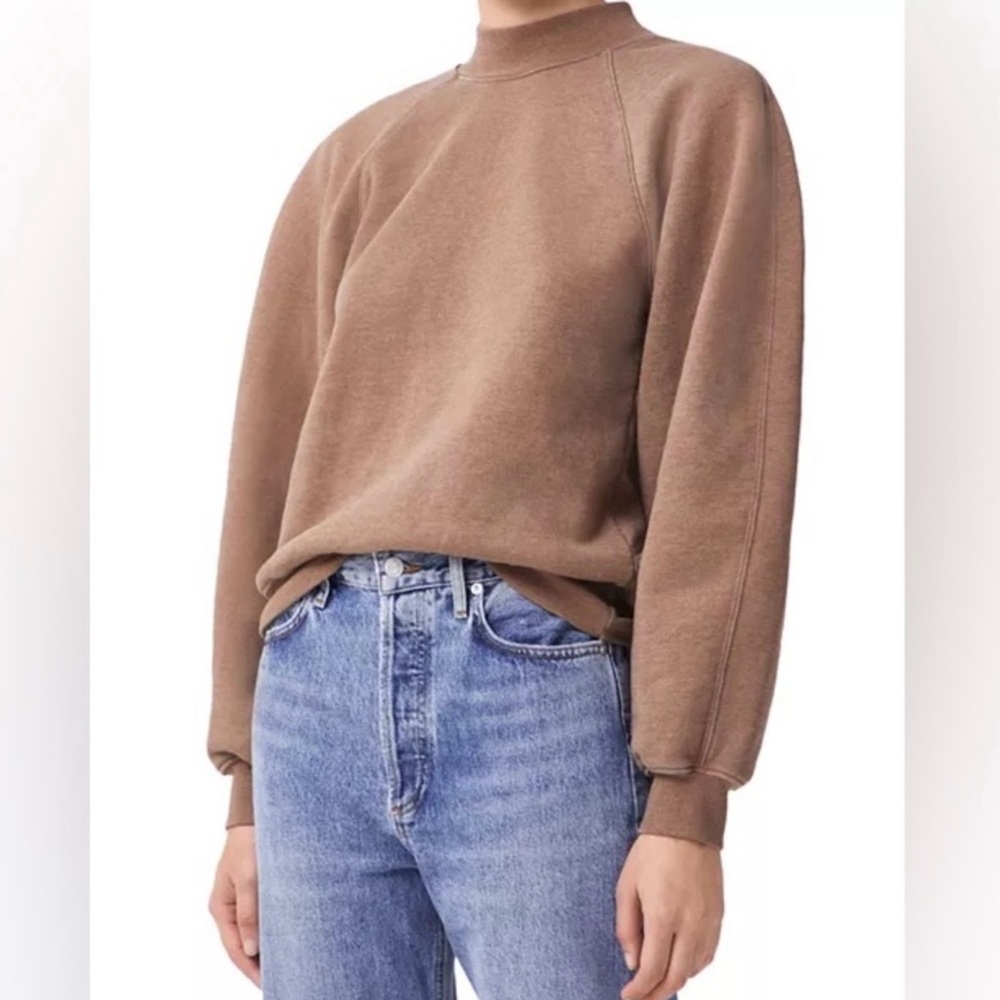 Agolde Tarrron Mock Neck Sweatshirt in Toffee